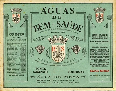 Rótulo antigo das águas de Pedras Salgadas